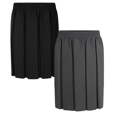 Box Pleated Skirt Fully Elasticated Black Or Grey
