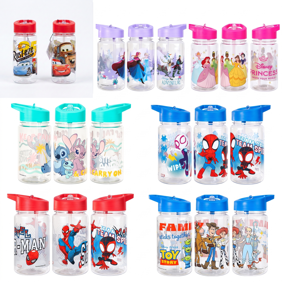 Kids Marvel & Disney Character Water Bottles"