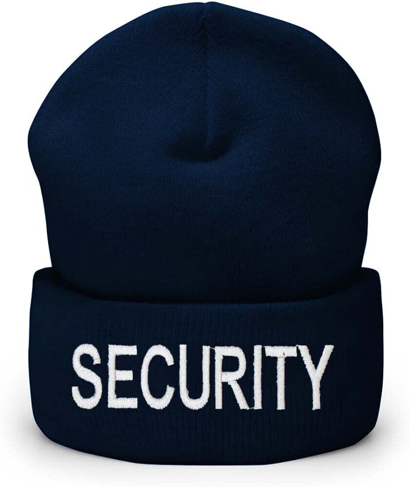 Beanie Knit Hat With Security, Police, Staff Embroidery