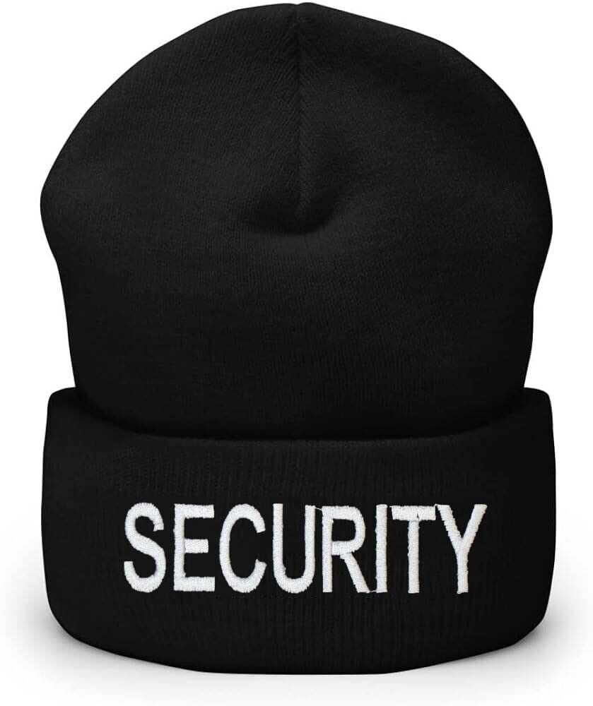 Beanie Knit Hat With Security, Police, Staff Embroidery