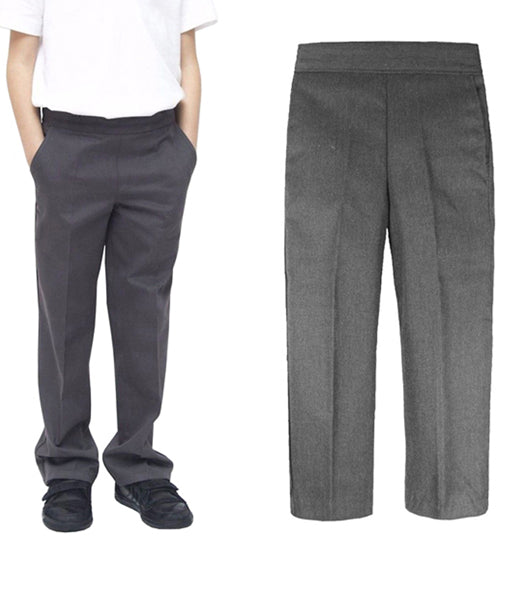 Boys Grey Slim Fit Pull Up Trouser