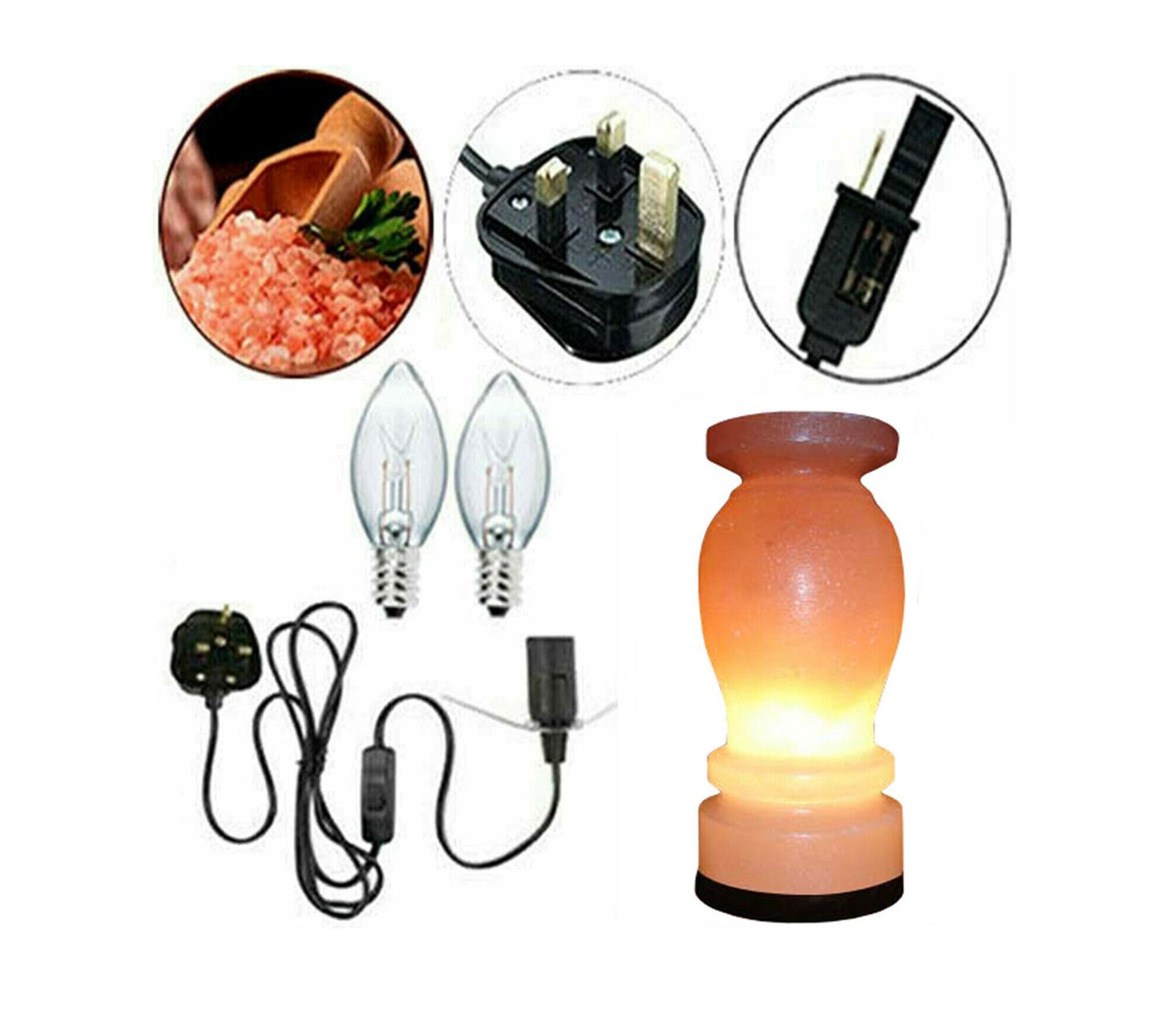 Vase Shape Himalayan Salt Table Lamp Natural Rock Purify Air Healing Ionizing Mother's Day Gift