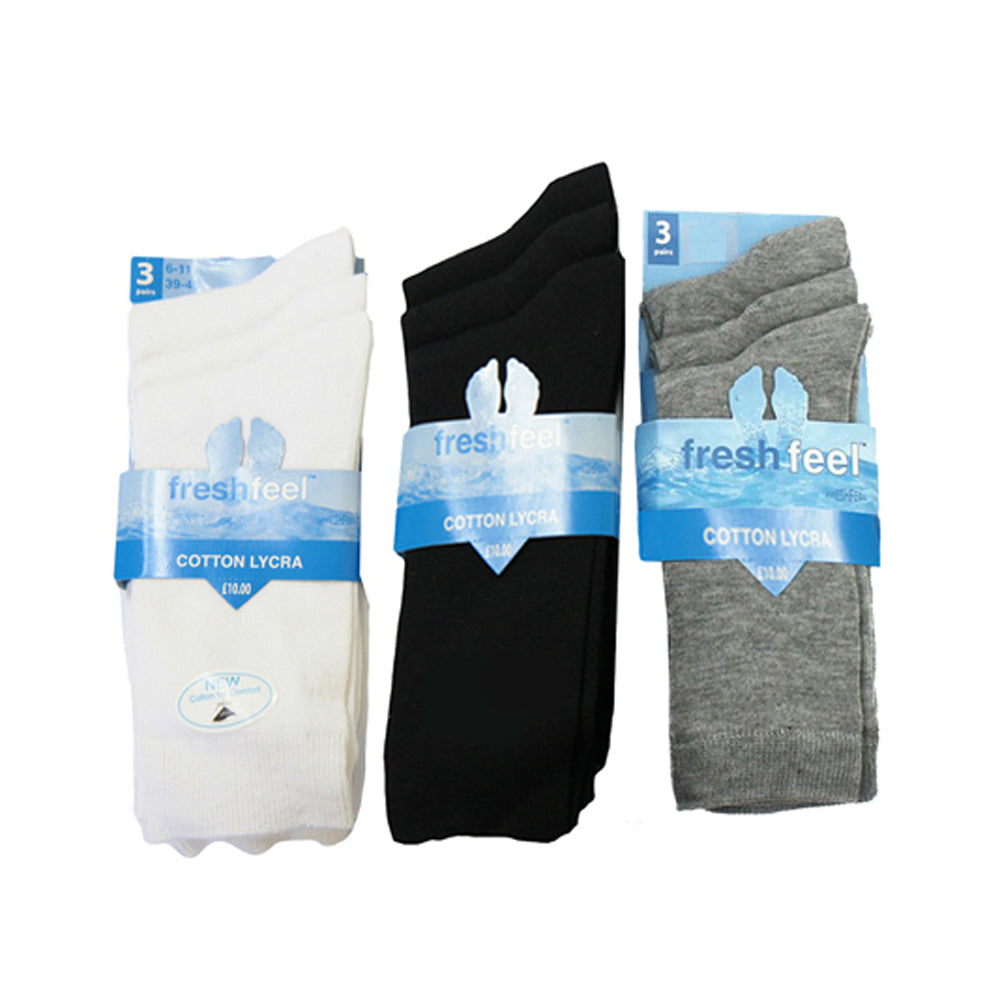 3 Pair Fresh Feel Cotton Lycra Socks