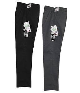 Boys Junior Slim Fit Trousers Half Elasticated Black & Grey