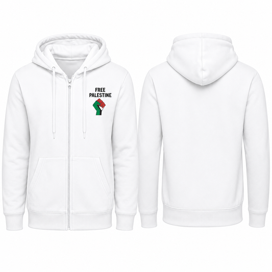 Zip Hoodie With Free Palestine Embroidered