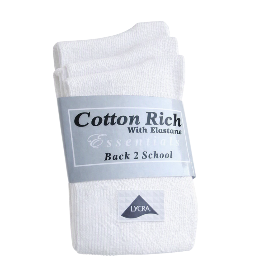 3 Pairs Short Ankle Socks Cotton Rich White Black & Grey
