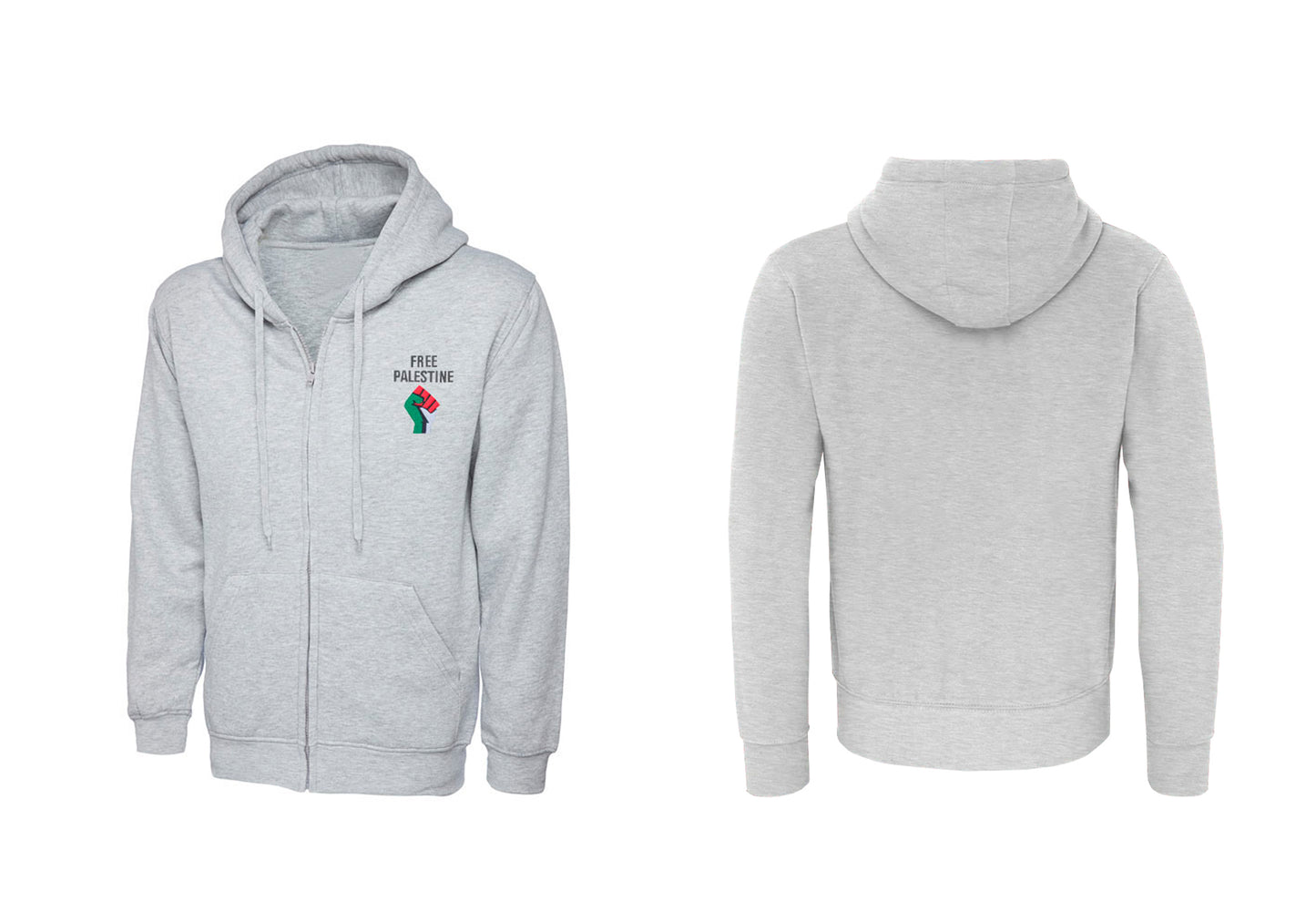 Zip Hoodie With Free Palestine Embroidered