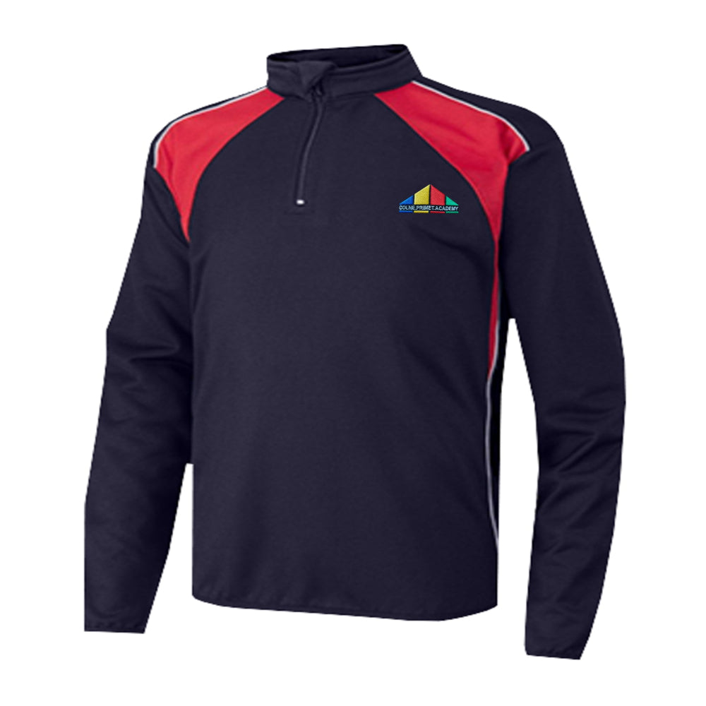 Colne Primet 1/4 Zip Training Zip Top Navy/Scarlet/White