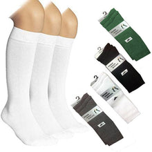 3 Pairs Knee High Socks White Black Grey & Green