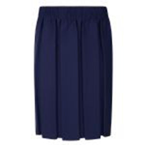 Higham St Navy Box Pleated Skirt Fully Elasticated