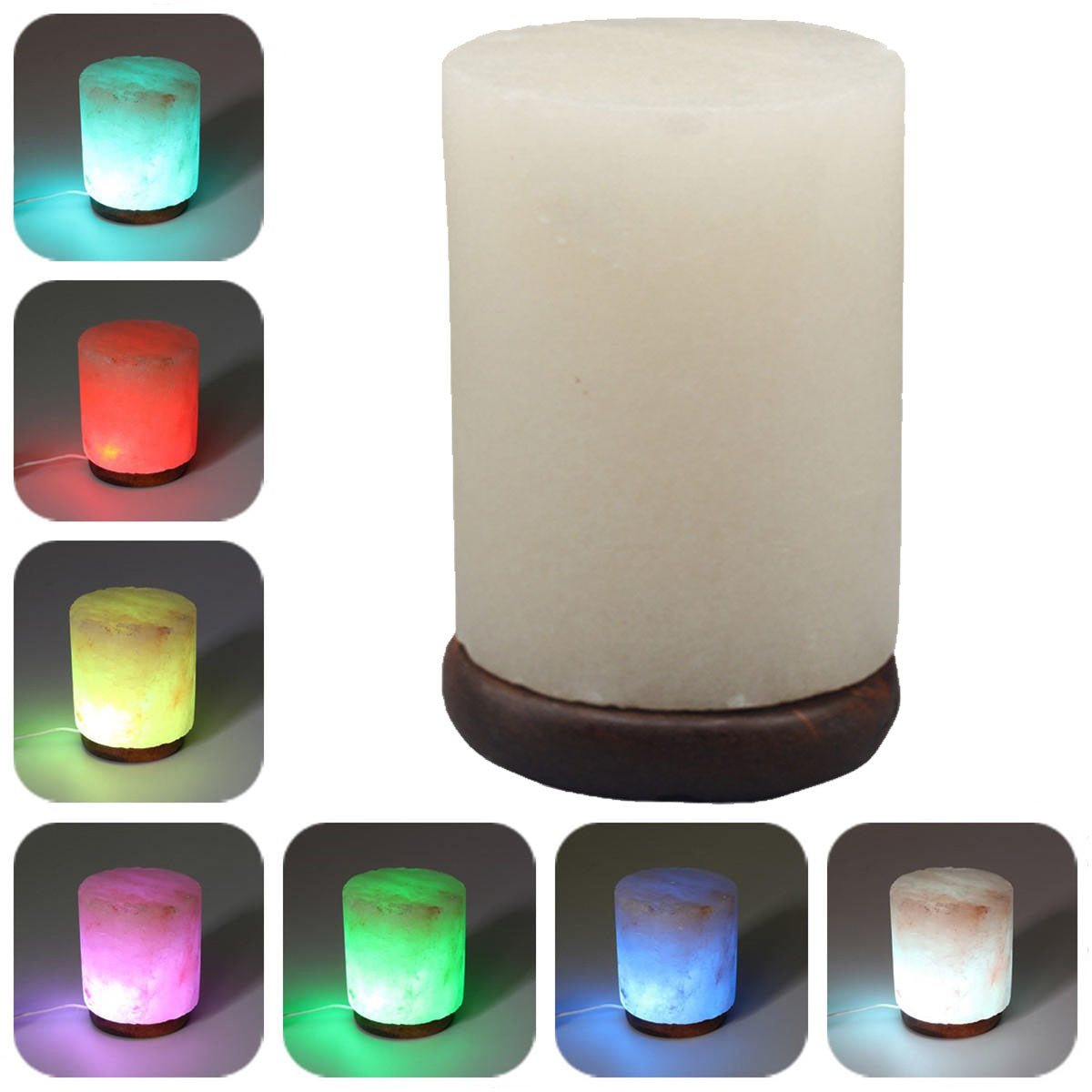 Himalayan Cylinder Salt Lamp USB LED Colour Changing Crystal Healing Mother's Day Gift