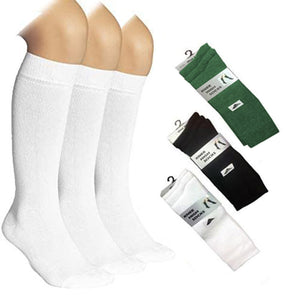 3 Pairs Knee High Socks White Black & Green