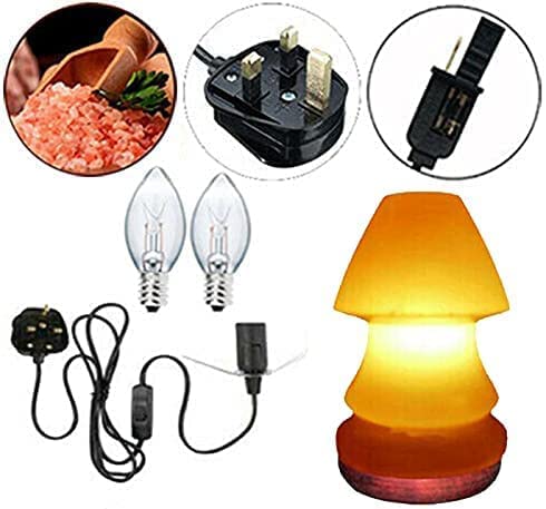 Himalayan Table Shape Pink Crystal Salt Lamp UK Switch Cable +2 FREE Bulbs Mother's Day Gift