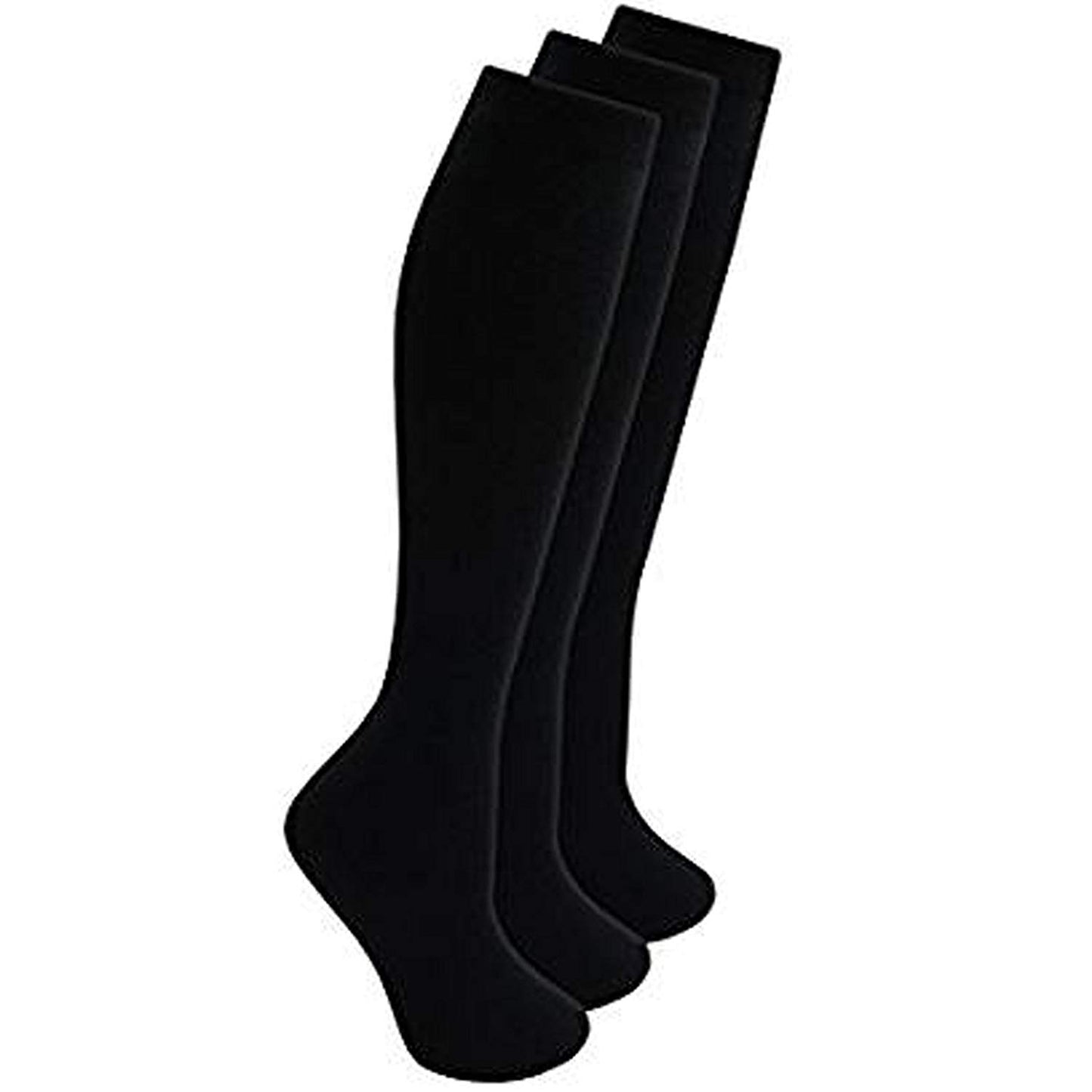 3 Pairs Knee High Socks White Black Grey & Green