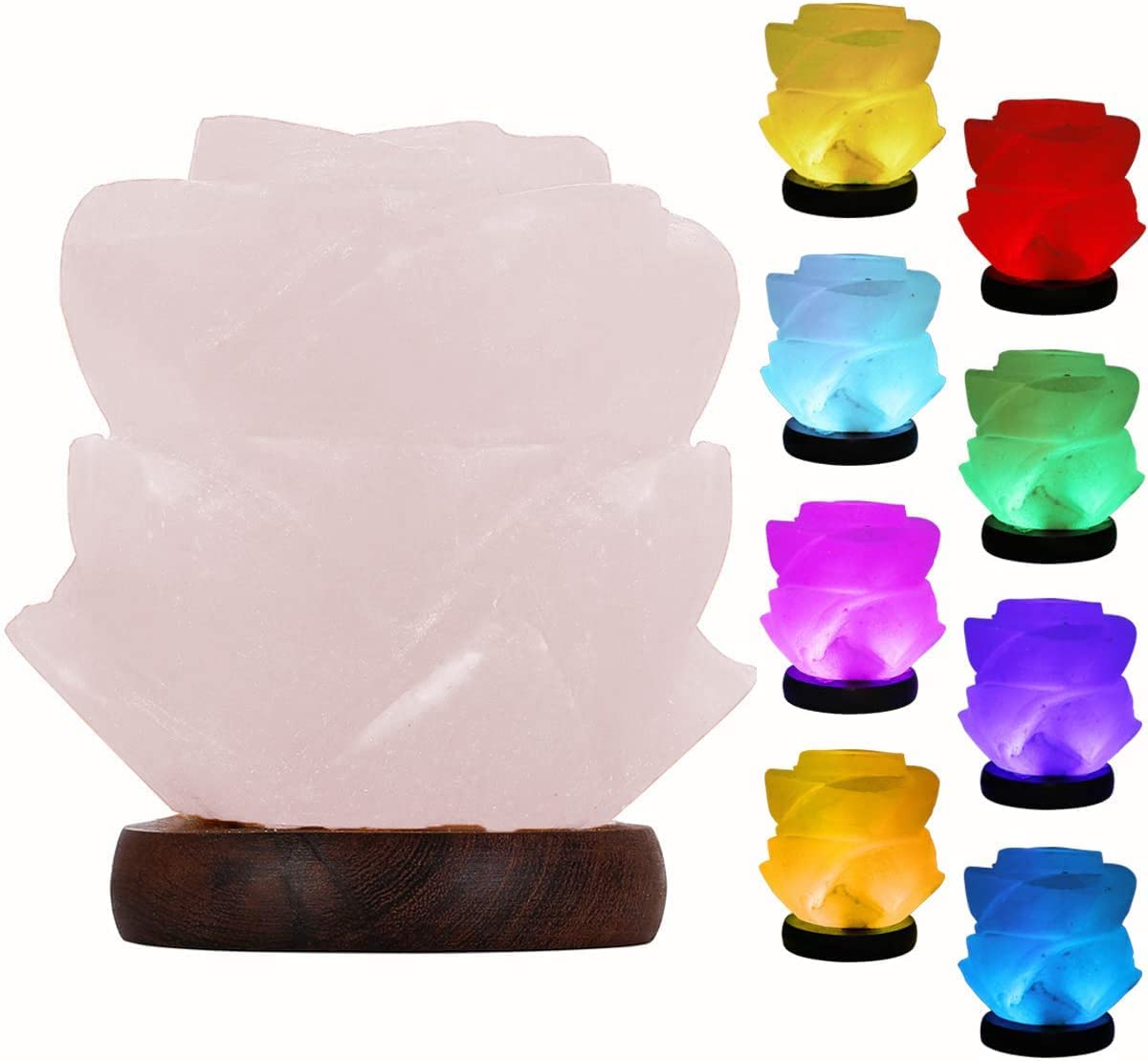 Himalayan Flower Salt Lamp USB LED Colour Changing Crystal Healing Ionizing Mother's Day Gift