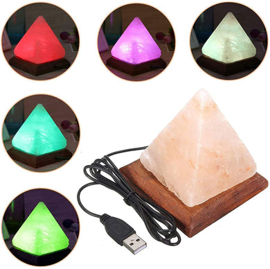 Himalayan Pyramid Salt Lamp USB LED Colour Changing Crystal Healing Ionizing Mother's Day Gift