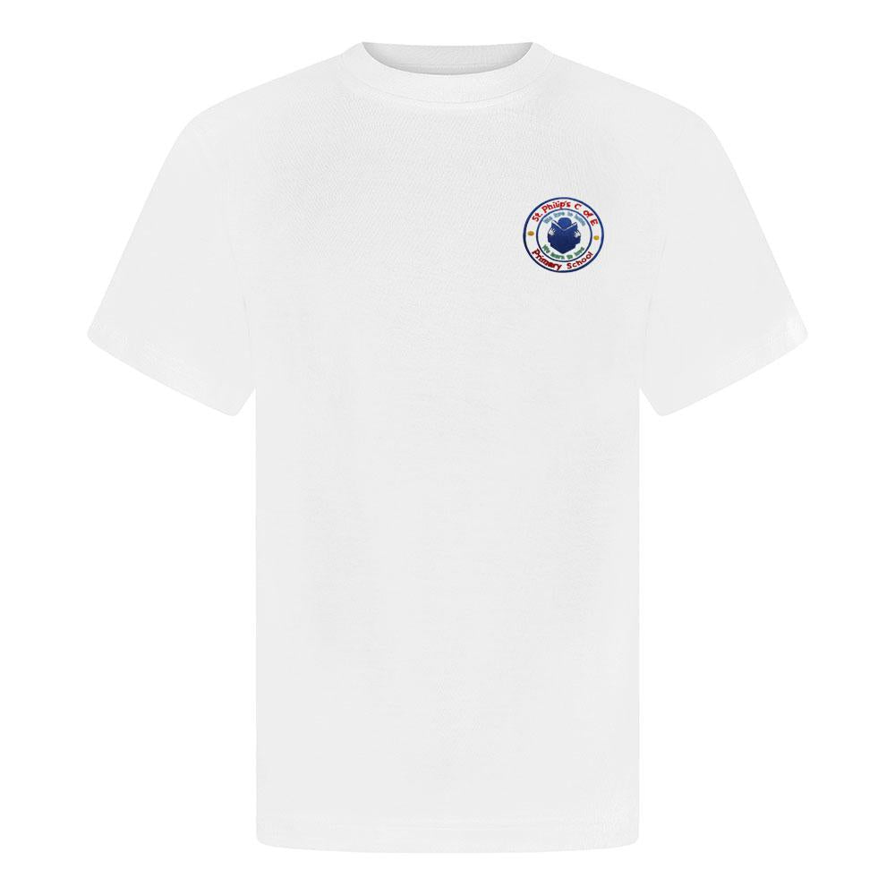 St Philips Primary White P.E. Shirt Plain & Logo