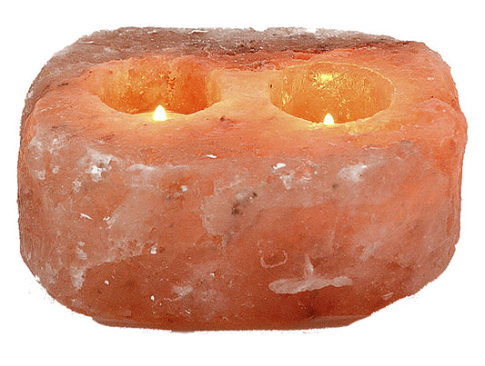 Himalayan Rock Salt Double Tea Light Candle Holder Natural Light Lamp Mother's Day Gift