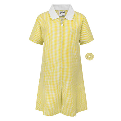 Summer Gingham School Dress Yellow
