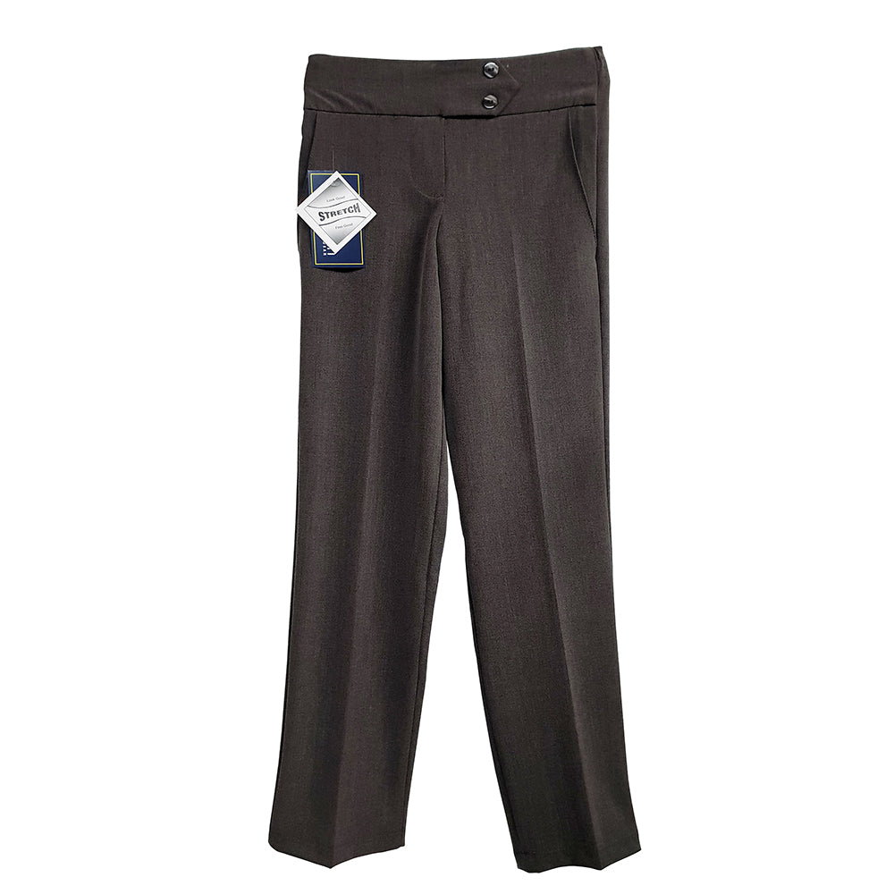 2 Button Girls Trouser Grey Half Elasticated