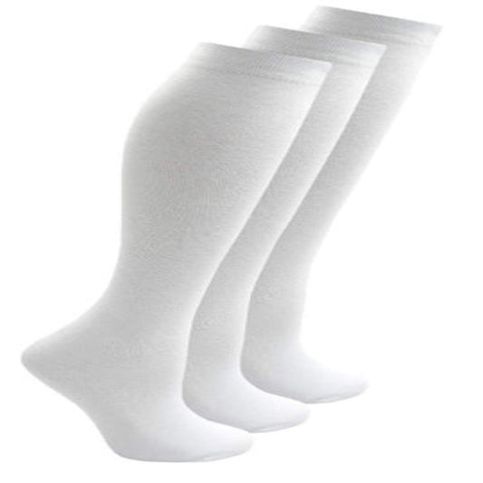 3 Pairs Knee High Socks White Black Grey & Red