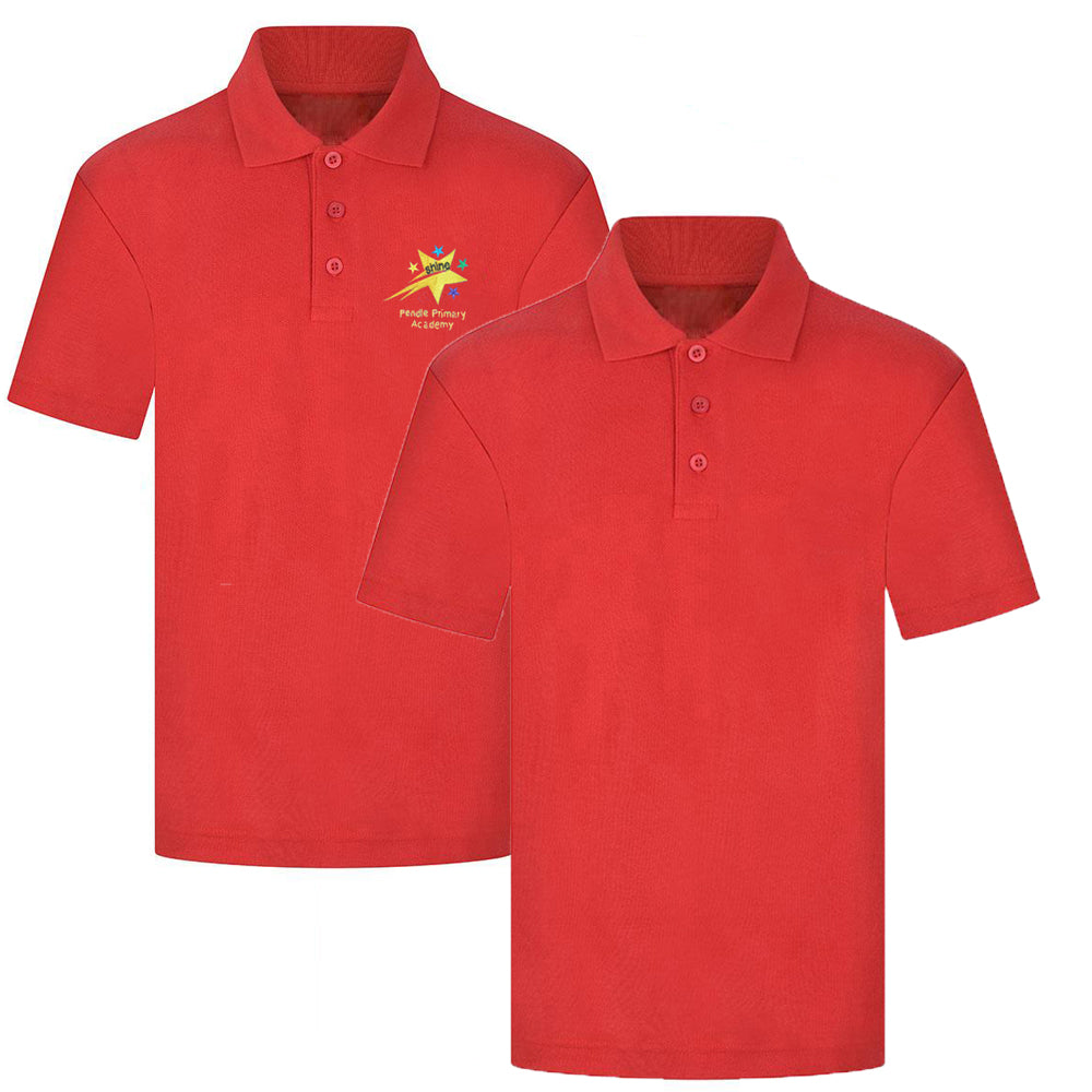 Pendle Primary Red Plain & Logo Polo Shirt