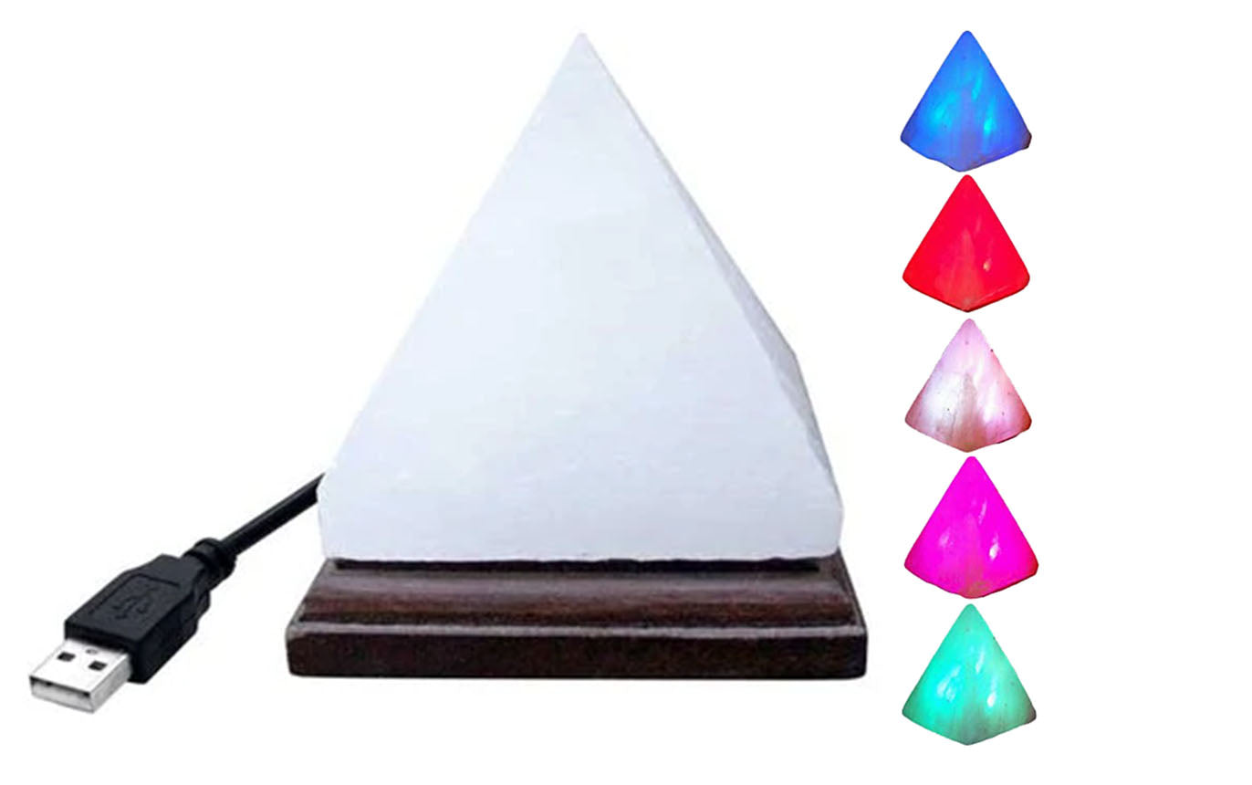 Himalayan Pyramid Salt Lamp USB LED Colour Changing Crystal Healing Ionizing Mother's Day Gift