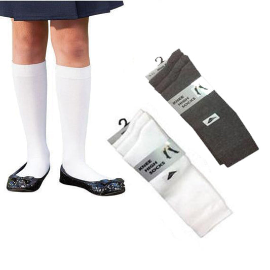 3 Pairs Knee High Socks White & Grey
