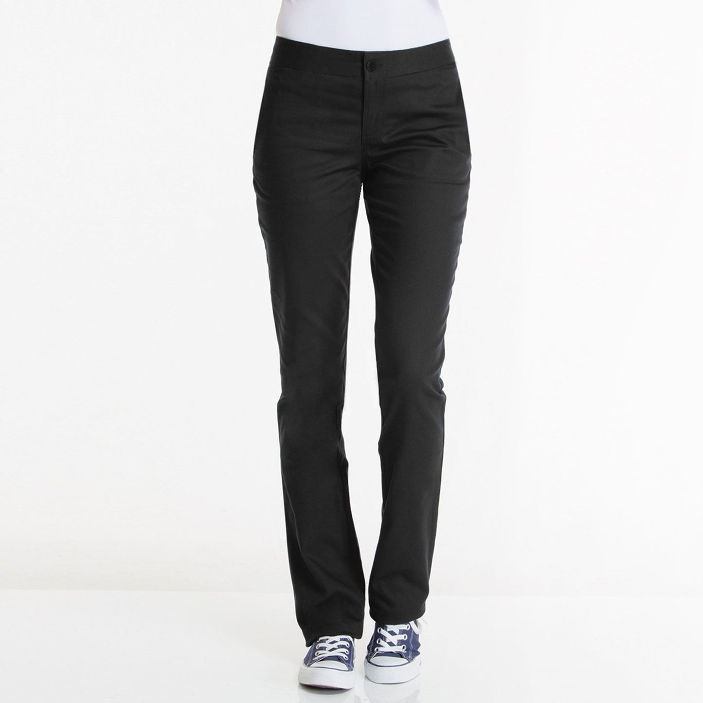 Girls Slim Fit Stretch Pull Up Black Trouser