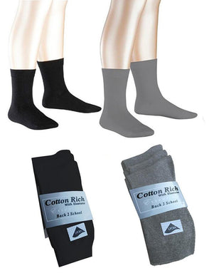 3 Pairs Short Ankle Socks Cotton Rich Black & Grey