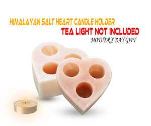 Himalayan Natural Heart Shape 3Hole Tea Light Candle Holder Light Lamp Mother's Day Gift