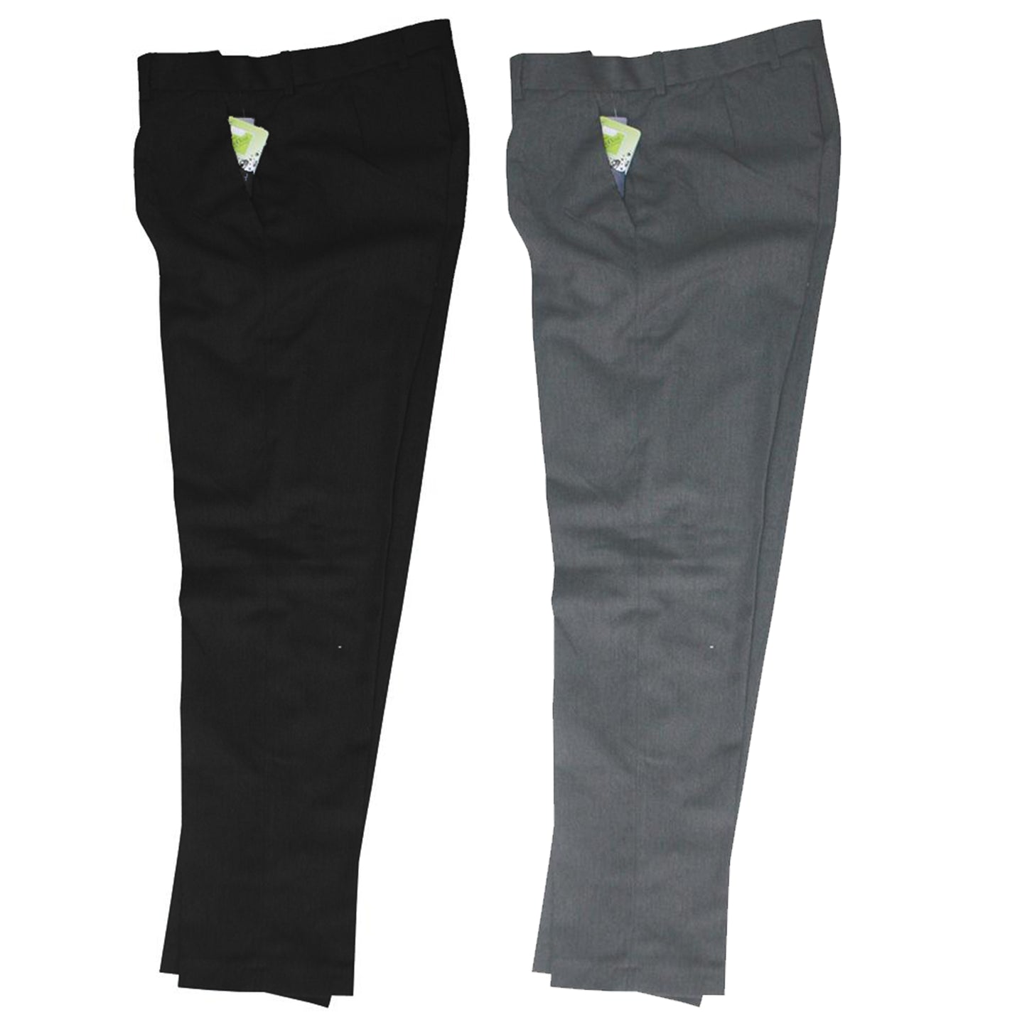 Boys Mens Trousers Slim Fit Black & Grey