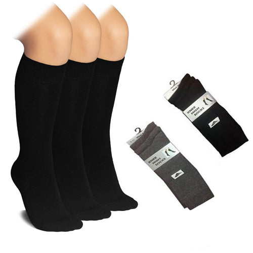 3 Pairs Knee High Socks Black & Grey