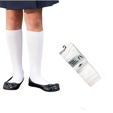 3 Pairs Girls Knee High Socks White