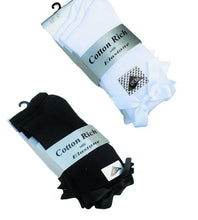 3 x Pairs Girls Dress Ankle Socks With a Bow Cotton Rich Black & White