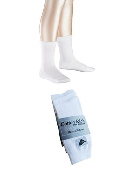 3 Pairs Short Ankle Socks Cotton Rich White