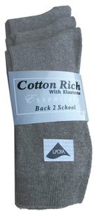3 Pairs Short Ankle Socks Cotton Rich Black & Grey