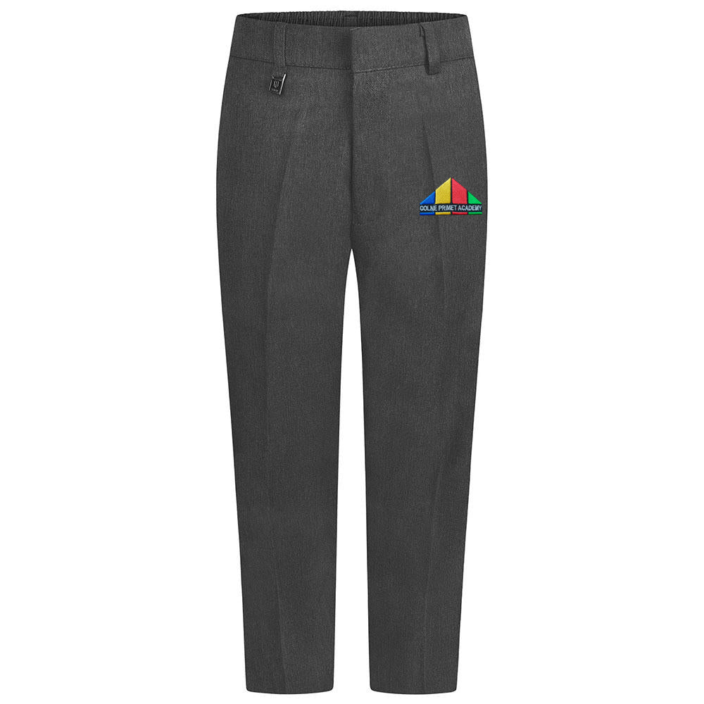 Boys Grey Sturdy Fit Trouser Half Elasticated With Colne Primet Academy Official School