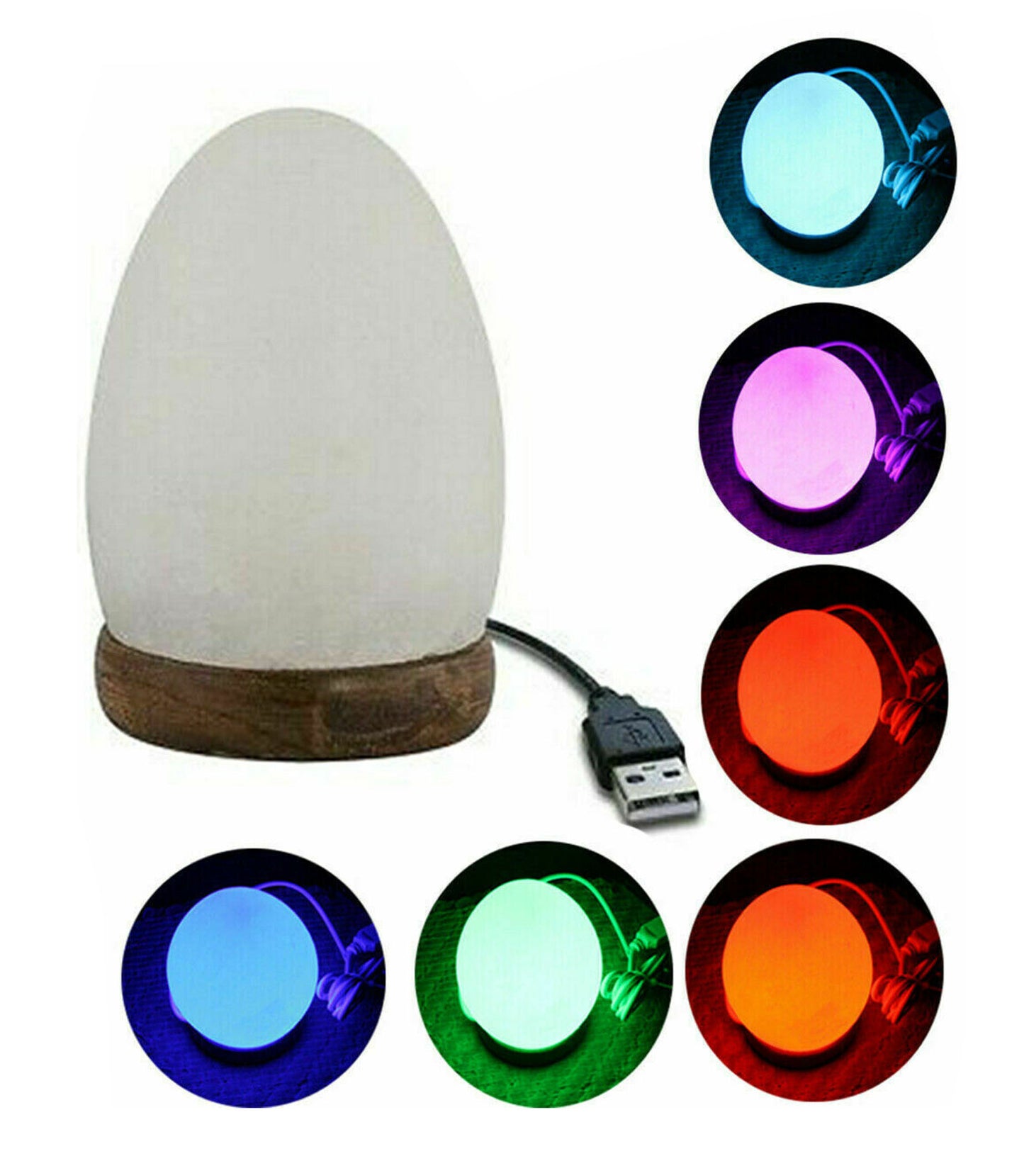 Himalayan Egg Salt Lamp LED Colour Changing USB Crystal Healing Ionizing Mother's Day Gift