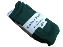 3 Pairs Short Ankle Socks Cotton Rich Black Green & White