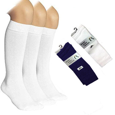 3 Pairs Knee High Socks White & Navy