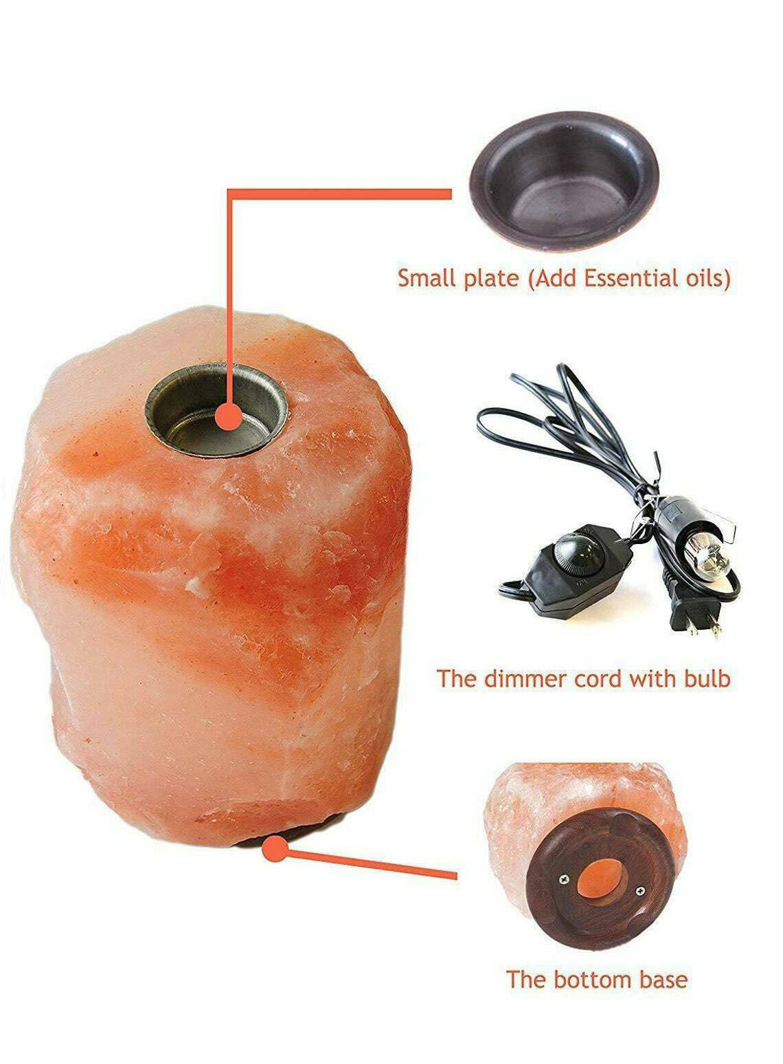 Himalayan Oil Diffuser 1-2 KG Crystal Salt Lamp UK Switch Cable +2 FREE Bulbs Mother's Day Gift