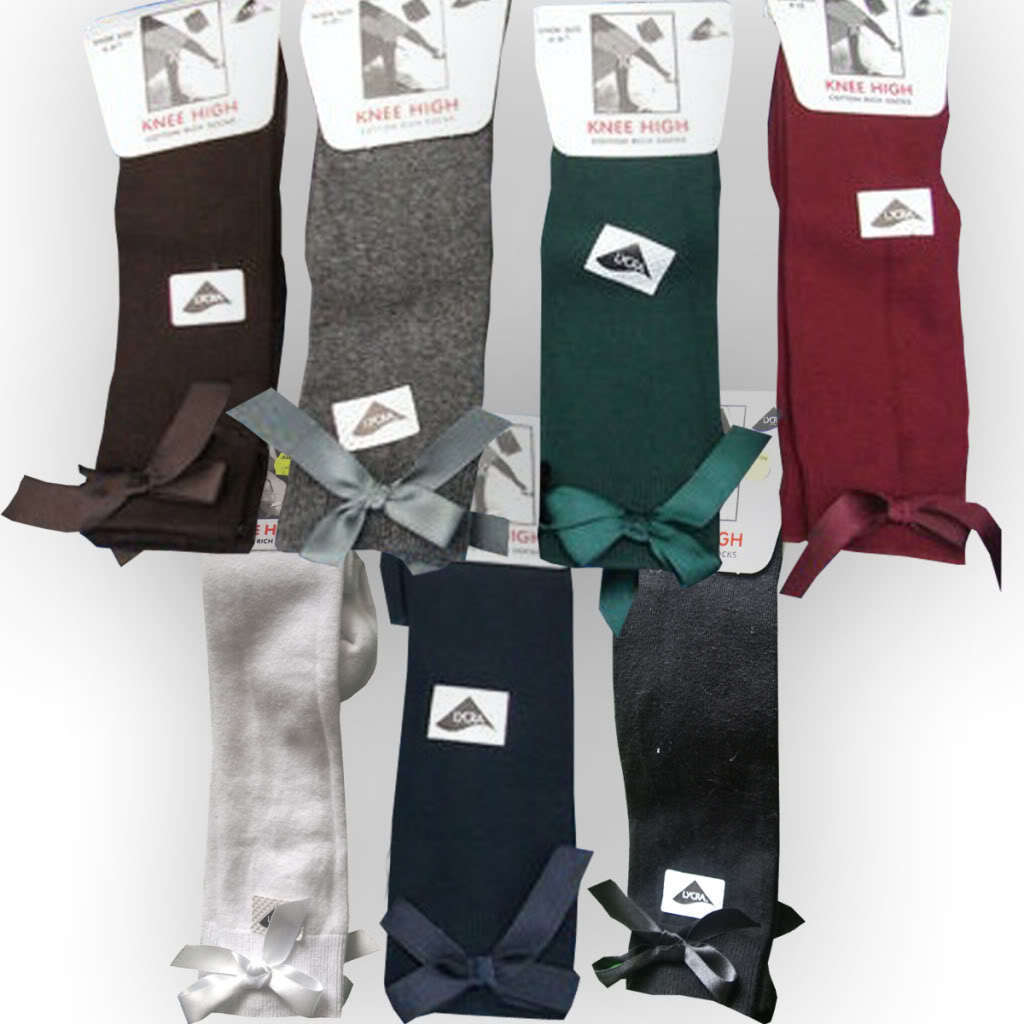 3 Pairs Girls Knee High Bow Socks