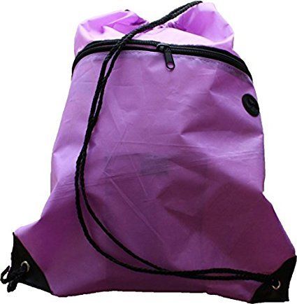 Drawstring PE Bag with Zip Pocket and Inner Pocket