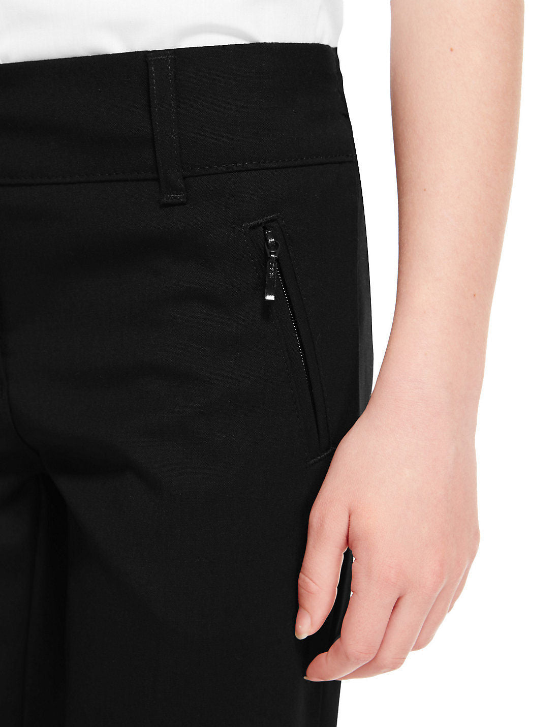 Girls Black Trousers Stretch Spandex Slim Fit