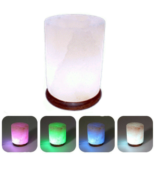 Himalayan Cylinder Salt Lamp USB LED Colour Changing Crystal Healing Mother's Day Gift