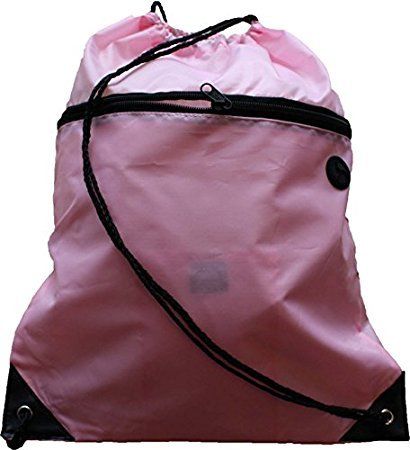 Drawstring PE Bag with Zip Pocket and Inner Pocket