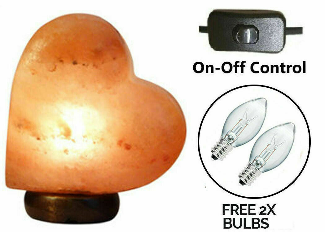 Himalayan Heart Shaped Pink Crystal Rock Salt Lamp Healing 100% Authentic Lamp Mother's Day Gift