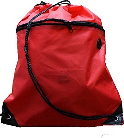 Drawstring PE Bag with Zip Pocket and Inner Pocket