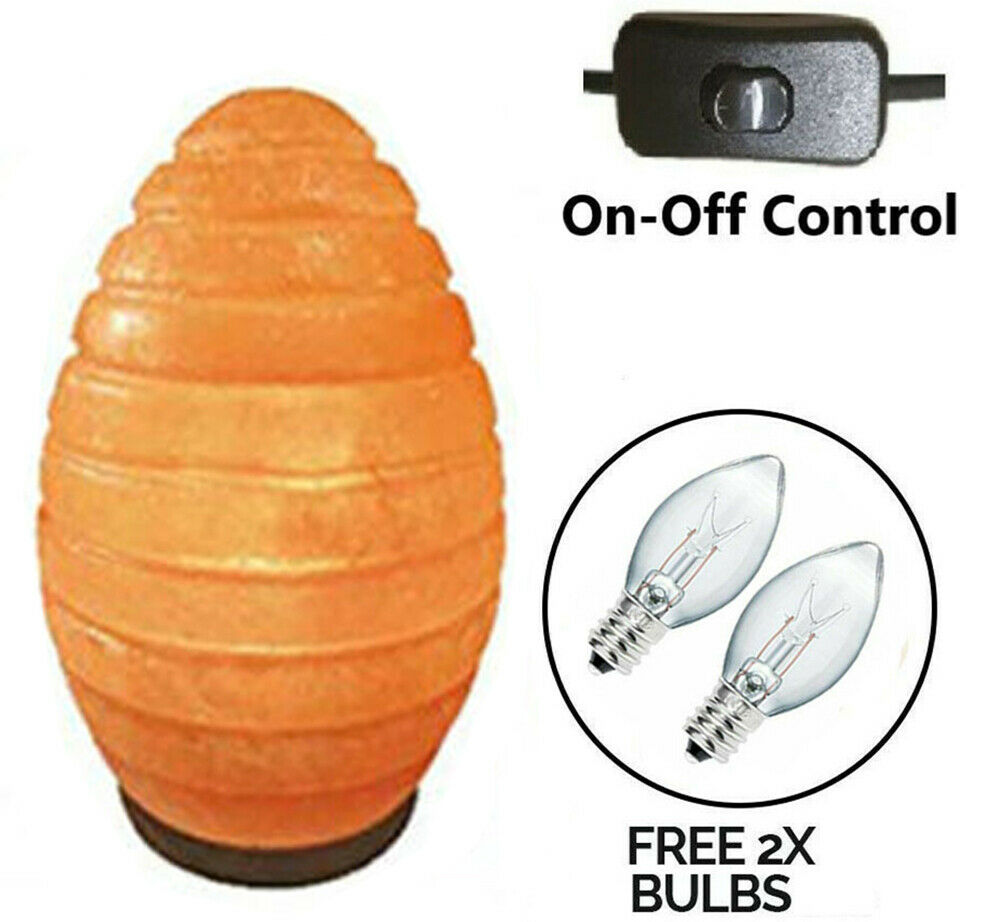 Himalayan Beehive Shape Crystal Salt Lamp UK Switch Cable +2 FREE Bulbs Mother's Day Gift